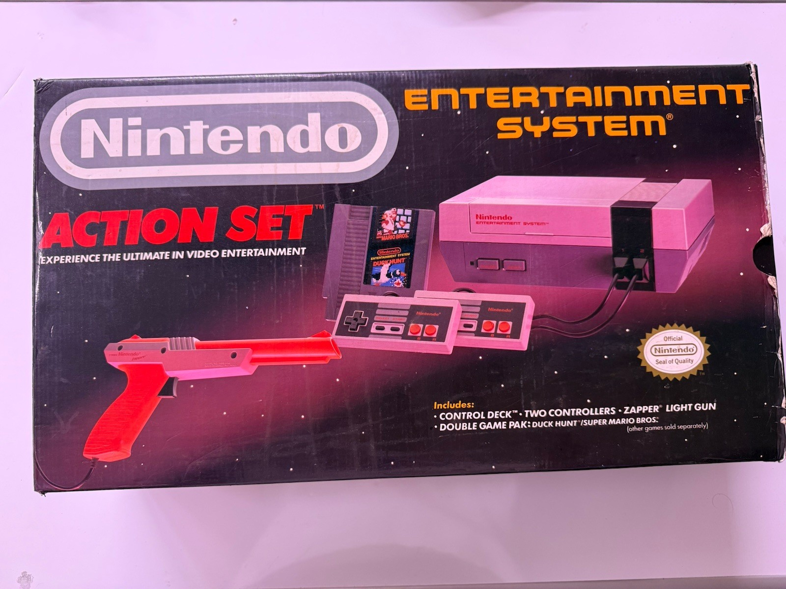 1989 oval seal Action Set complete in box original Nintendo NES Near Mint