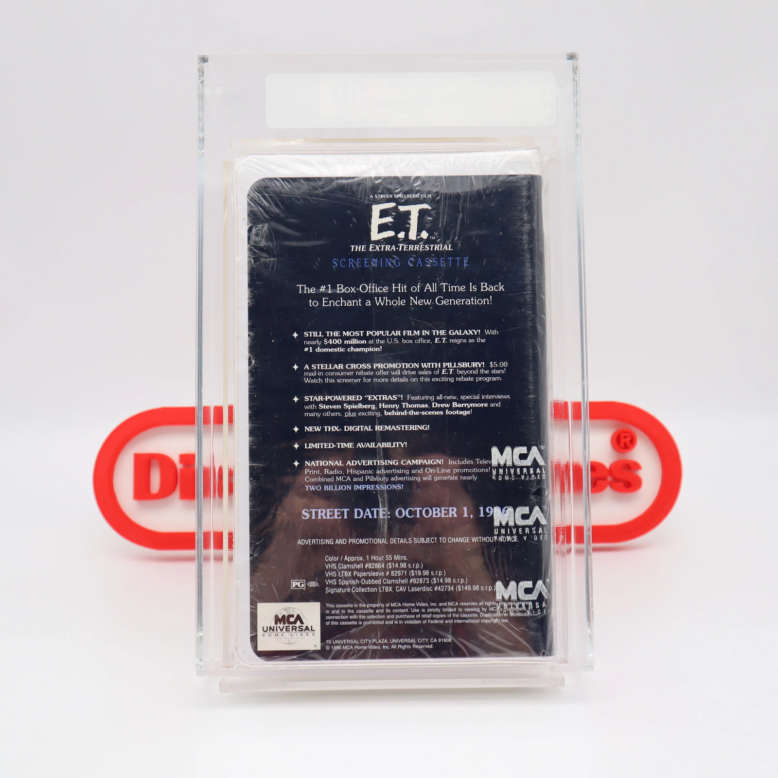VHS ET / E.T. THE EXTRA TERRESTRIAL – CLAMMSHELL SCREENER! VGA GRADED 50 Sealed!
