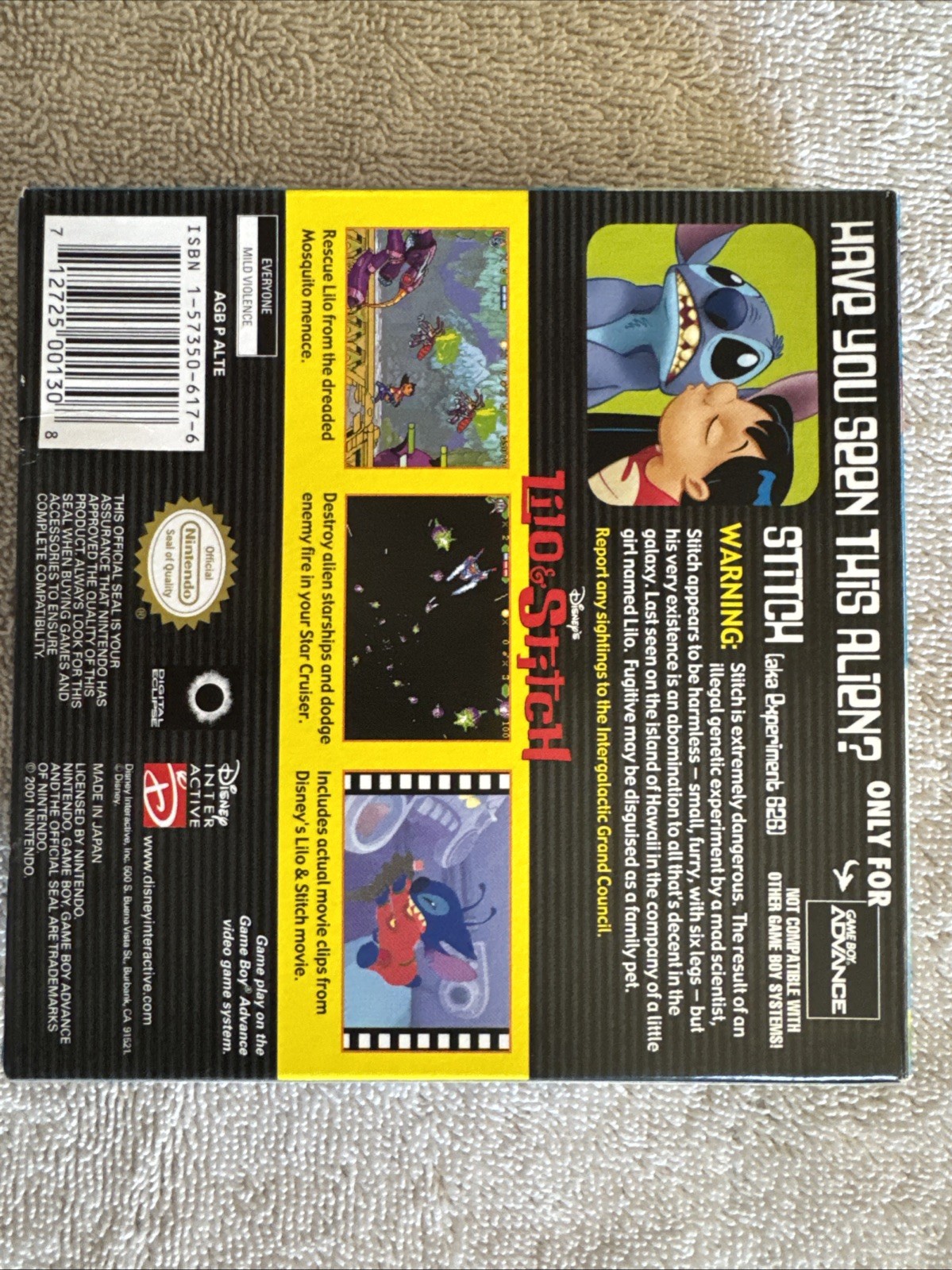 Disney Lilo and Stitch Nintendo Game Boy Advance GBA **CiB** Very Clean