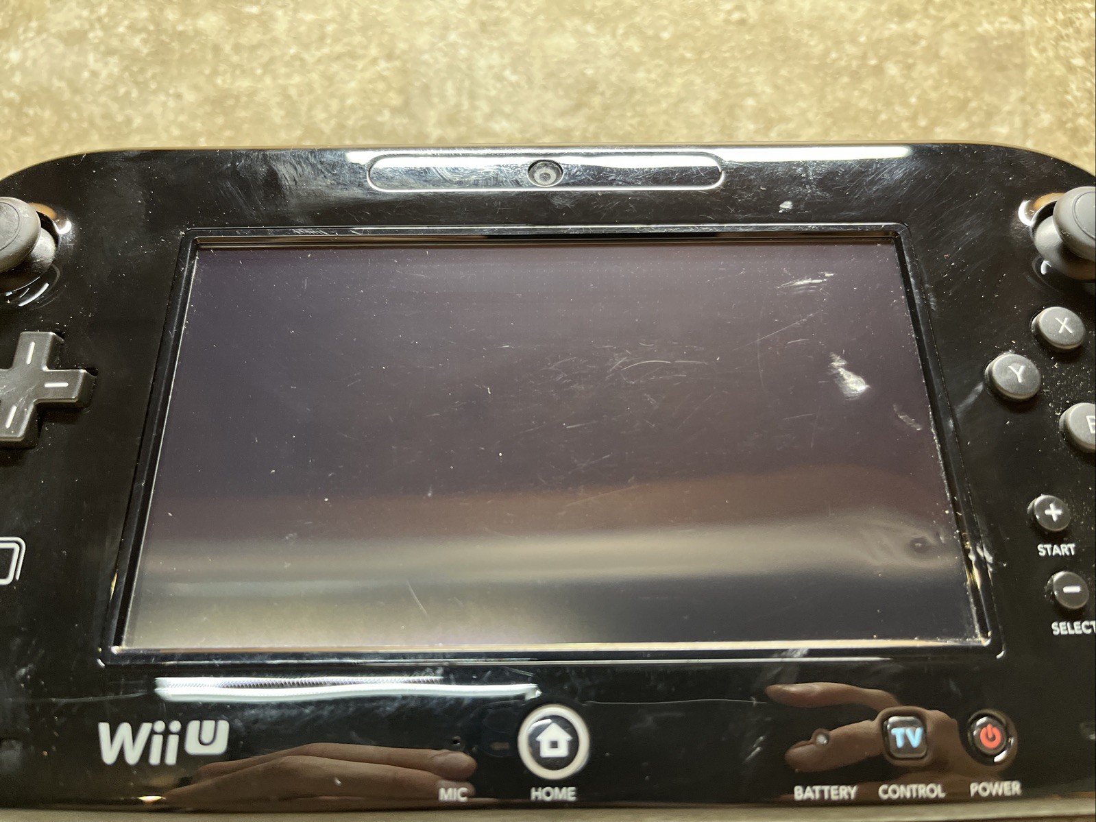 Nintendo Wii U WUP-010 Gamepad Black Damage Screen For Parts Only UNTESTED