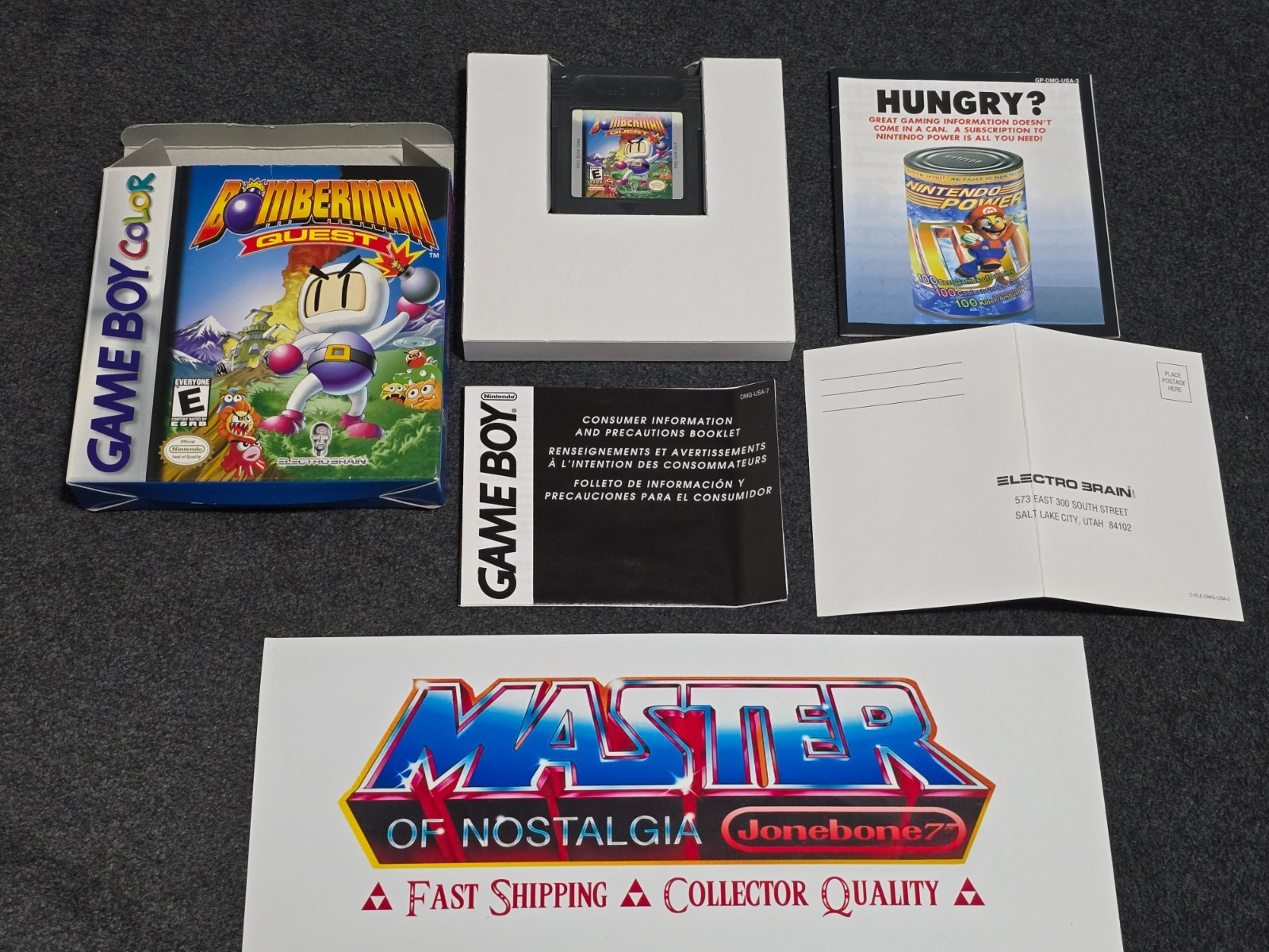 GBC BOMBERMAN QUEST Near Complete Almost CIB Box Game Boy Gameboy Color Reg Card