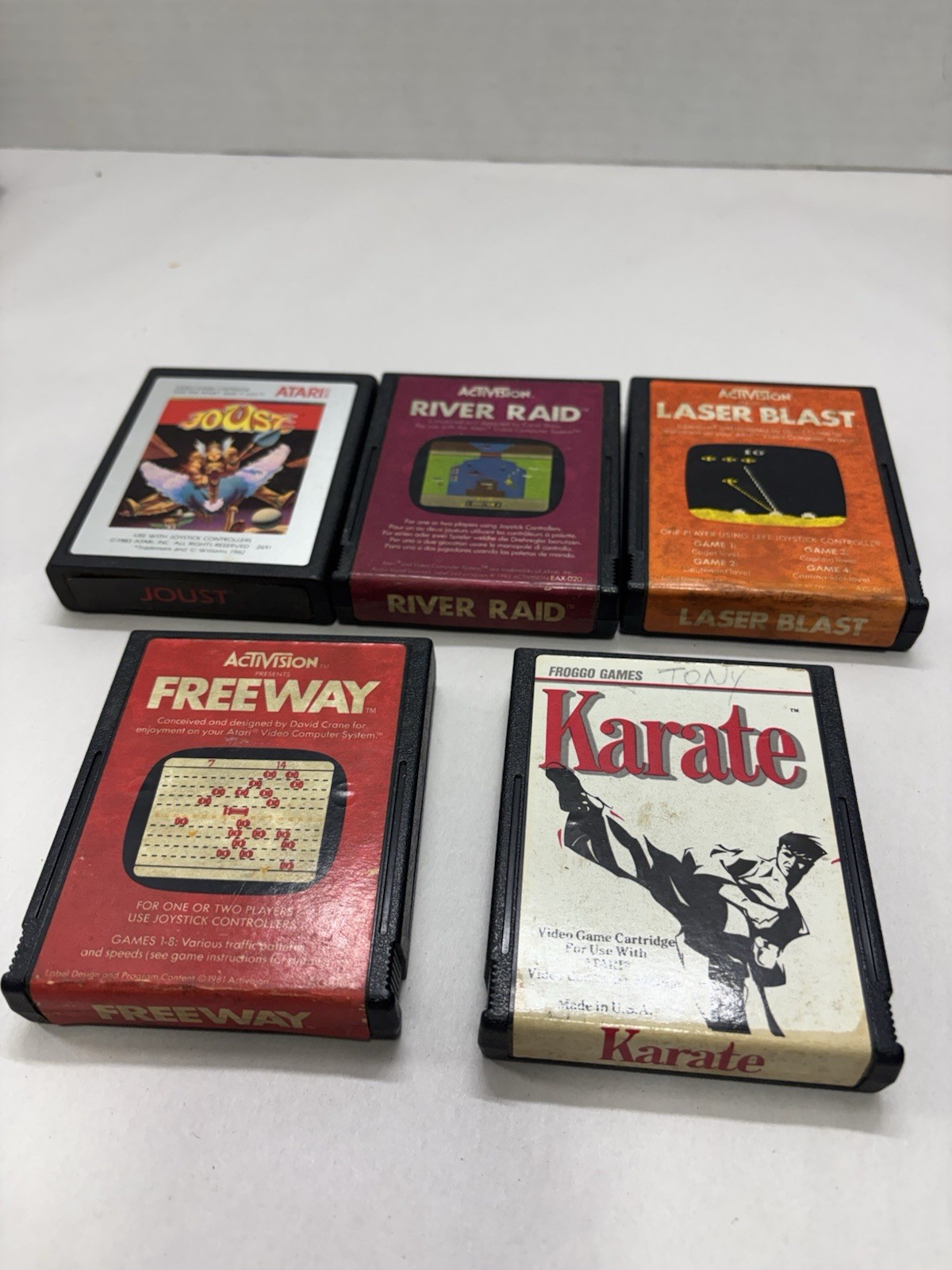 Vintage Atari 2600 Lot 5 Joust River Raid Freeway Laser Blast Karate Tested