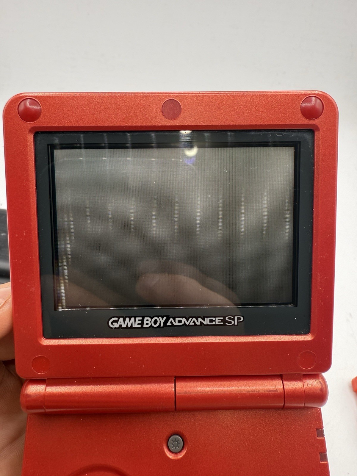 Nintendo Game Boy Advance SP AGS-001 Flame Red With Pokemon Leafgreen & Firered