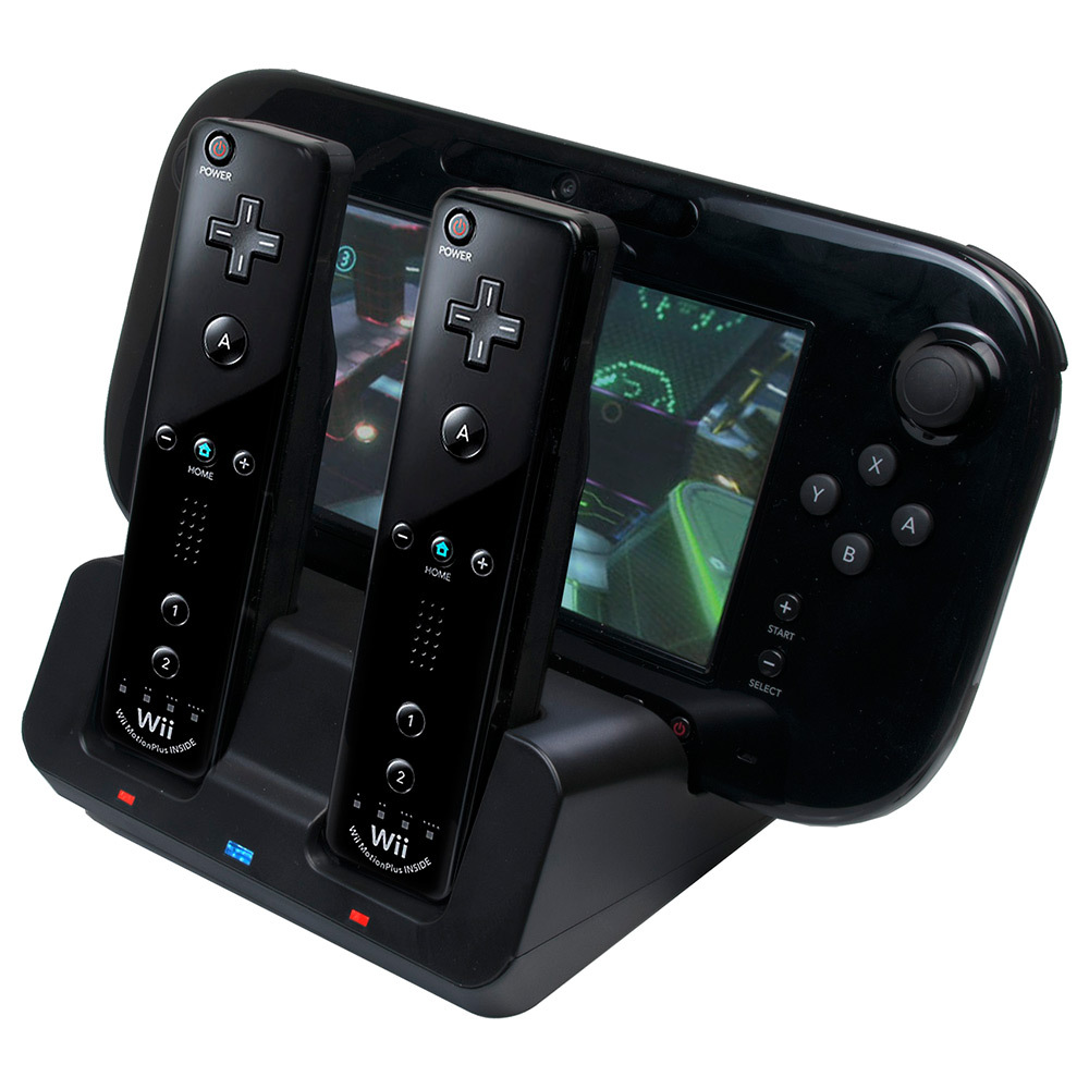 2x Battery + 3 in 1 Charger Dock Stand Station for Nintendo Wii U Gamepad Remote