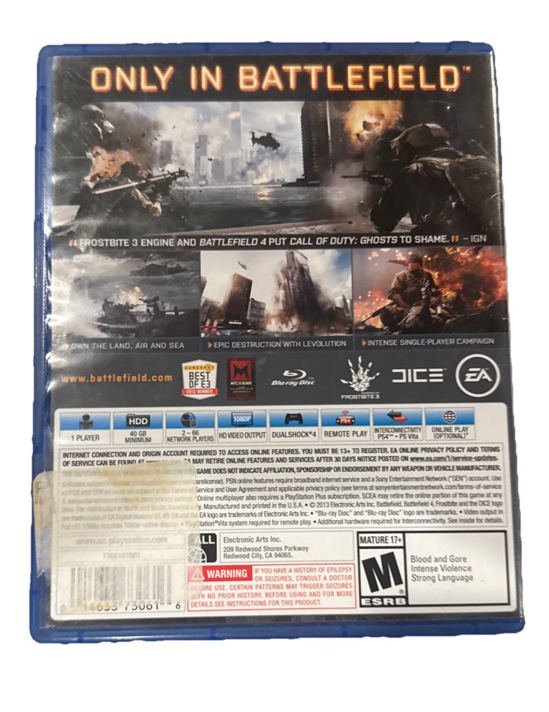 Battlefield 4 (Sony PlayStation 4, 2013) Complete With Manual EXCELLENT