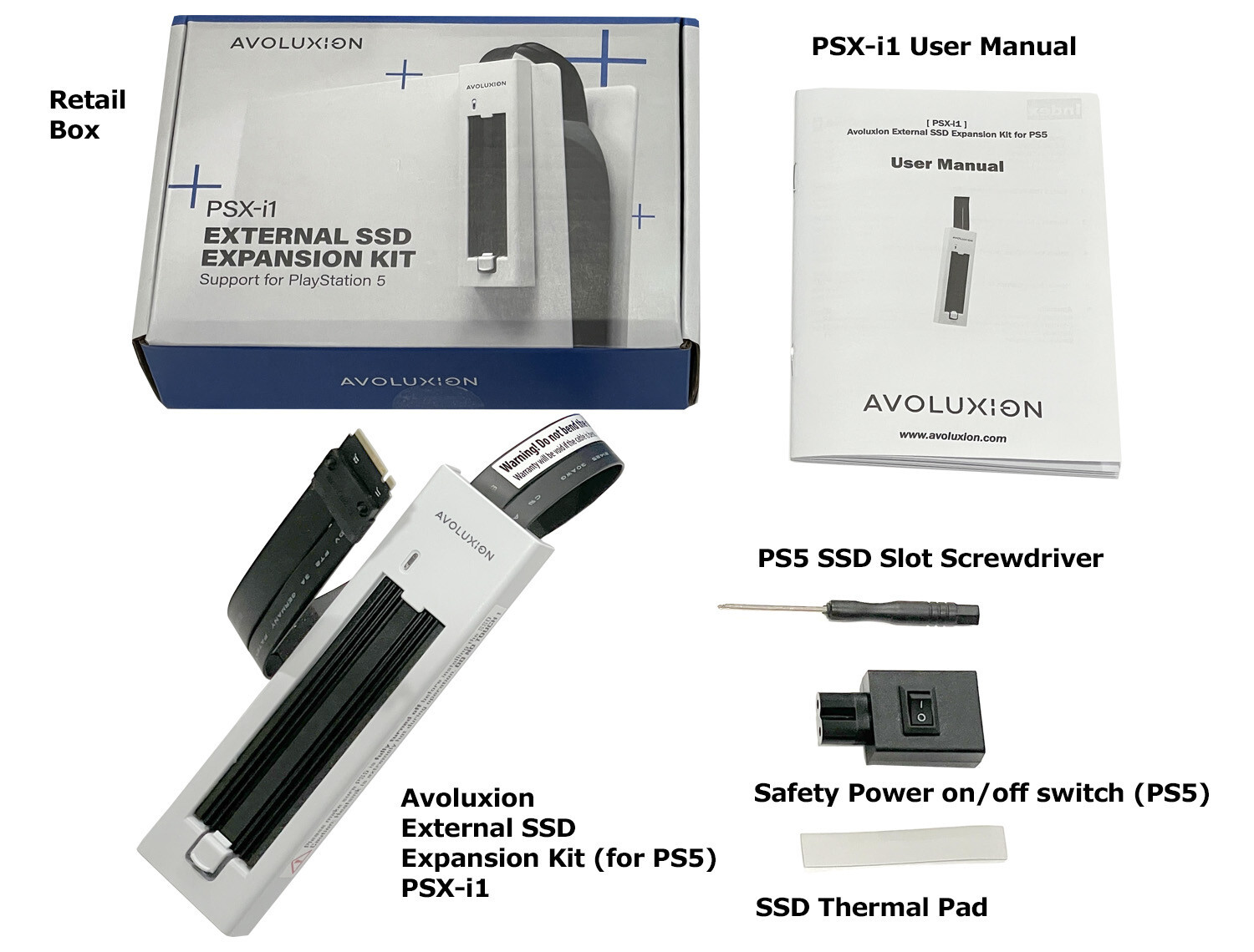 Avoluxion External SSD Expansion Upgrade Kit for PS5 Game Console (PSX-i1)