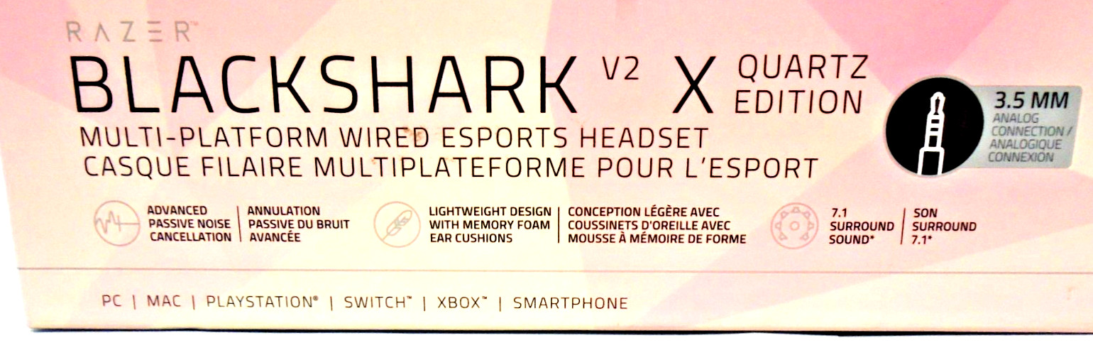 Razer BlackShark V2 X Multi-Platform Wired Gaming Pink Headset Volume Control