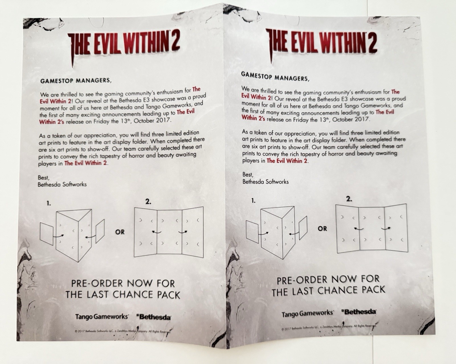 The Evil Within 2 Launch Kit and Standup Display Rare GameStop Exclusive /4500