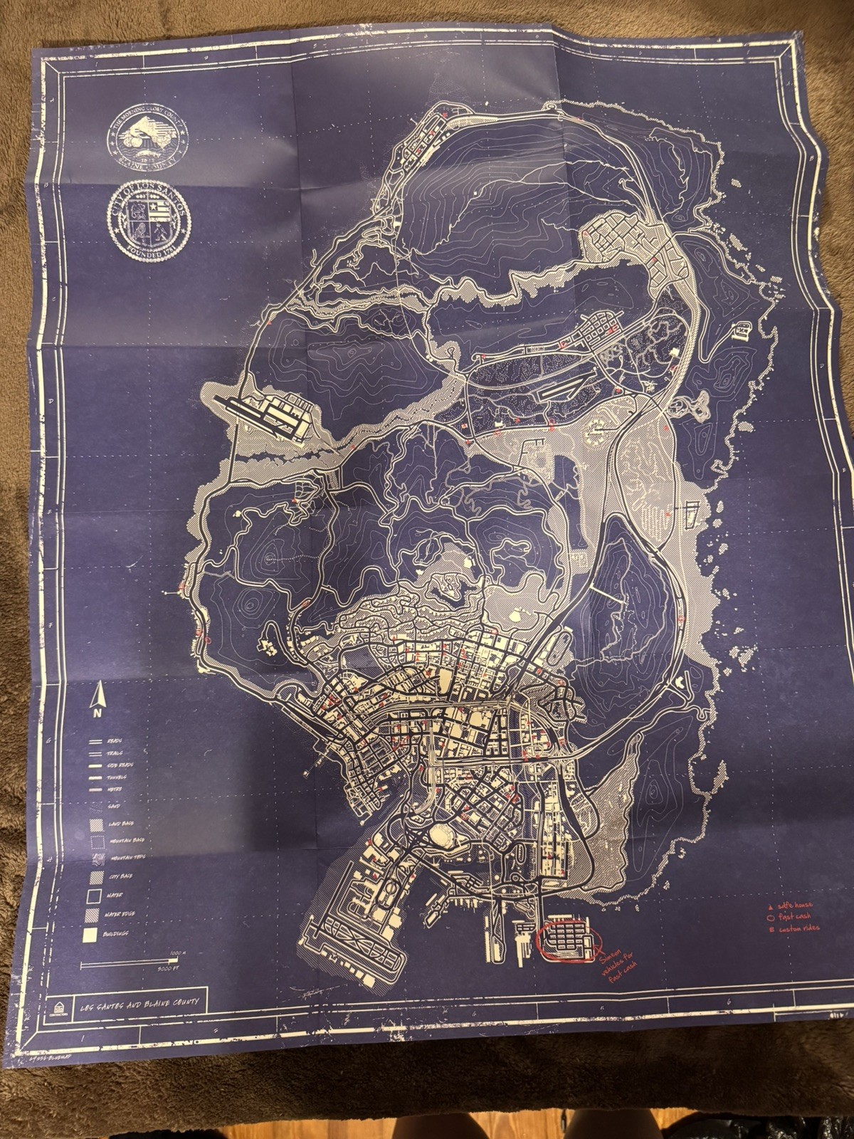 PRISTINE condition GTA V blueprint, Los Santos Map. UV map