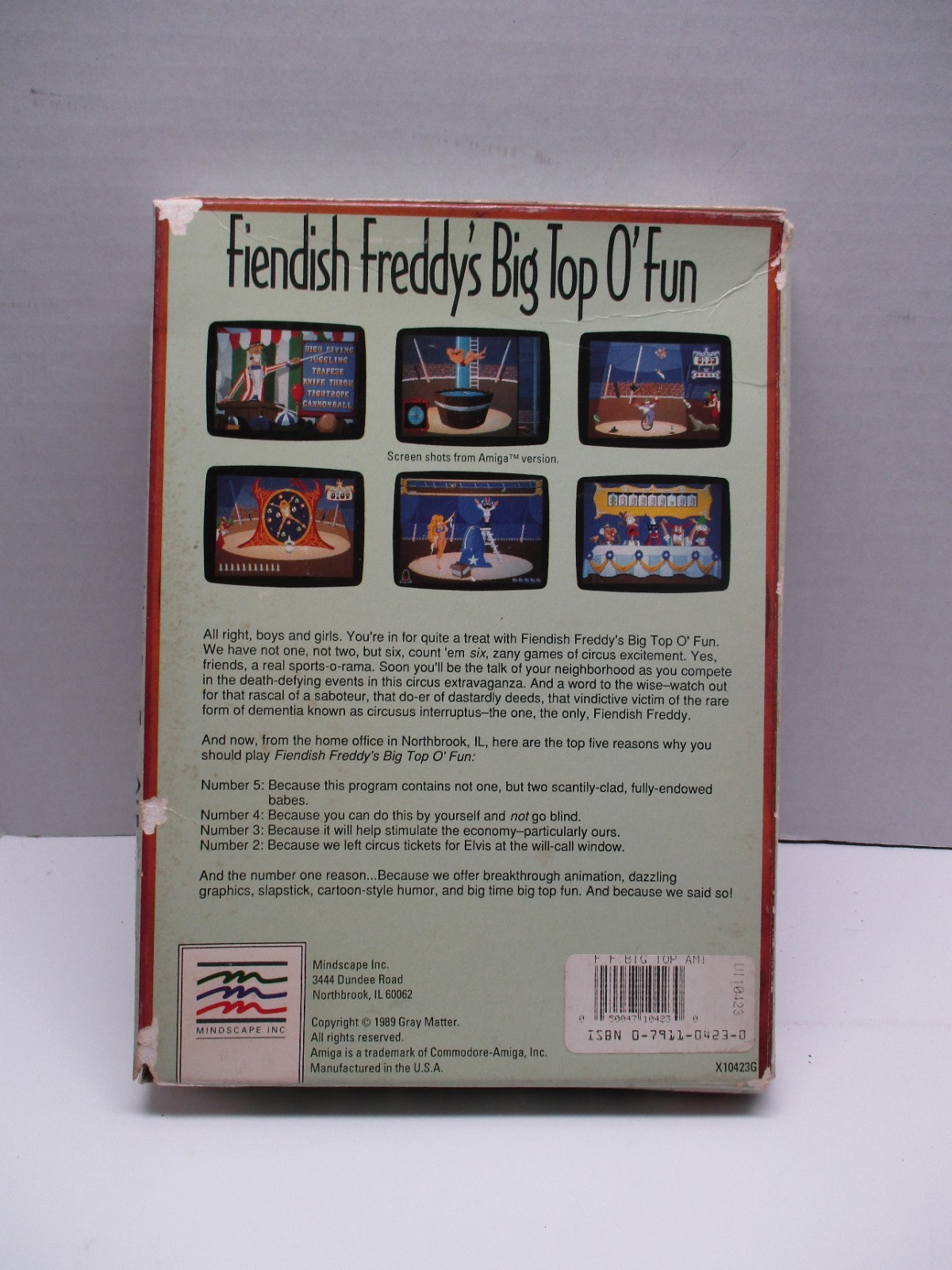 COMMODORE AMIGA FIENDISH FREDDY’S BIG TOP O FUN BIG BOX 3.5″ GAME 1989 MINDSCAPE