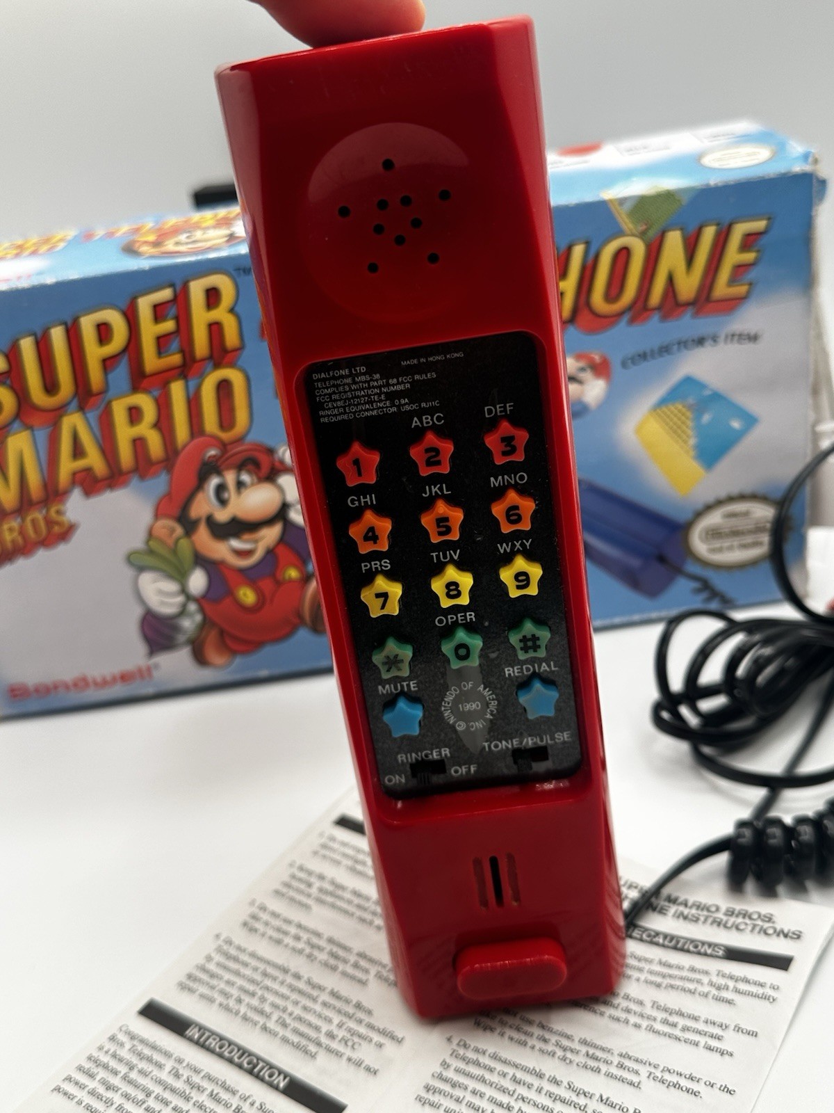 Super Mario Bros. Vintage 1990 Telephone Nintendo Blue Touch Working Condition