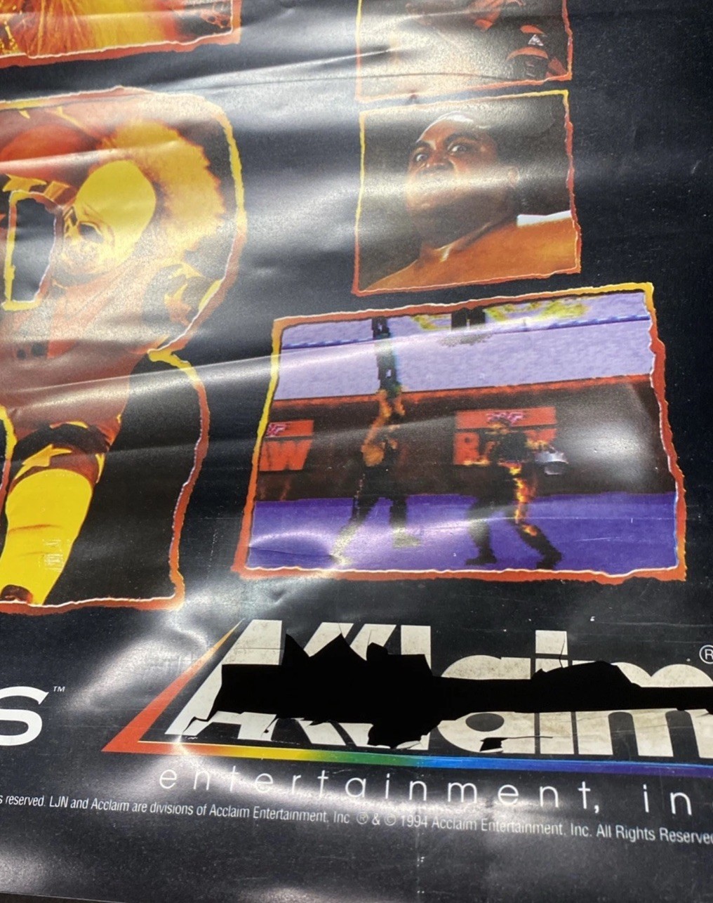 WWF RAW WrestleMania Nintendo SNES Sega Store Display Poster WWE Banner Standee