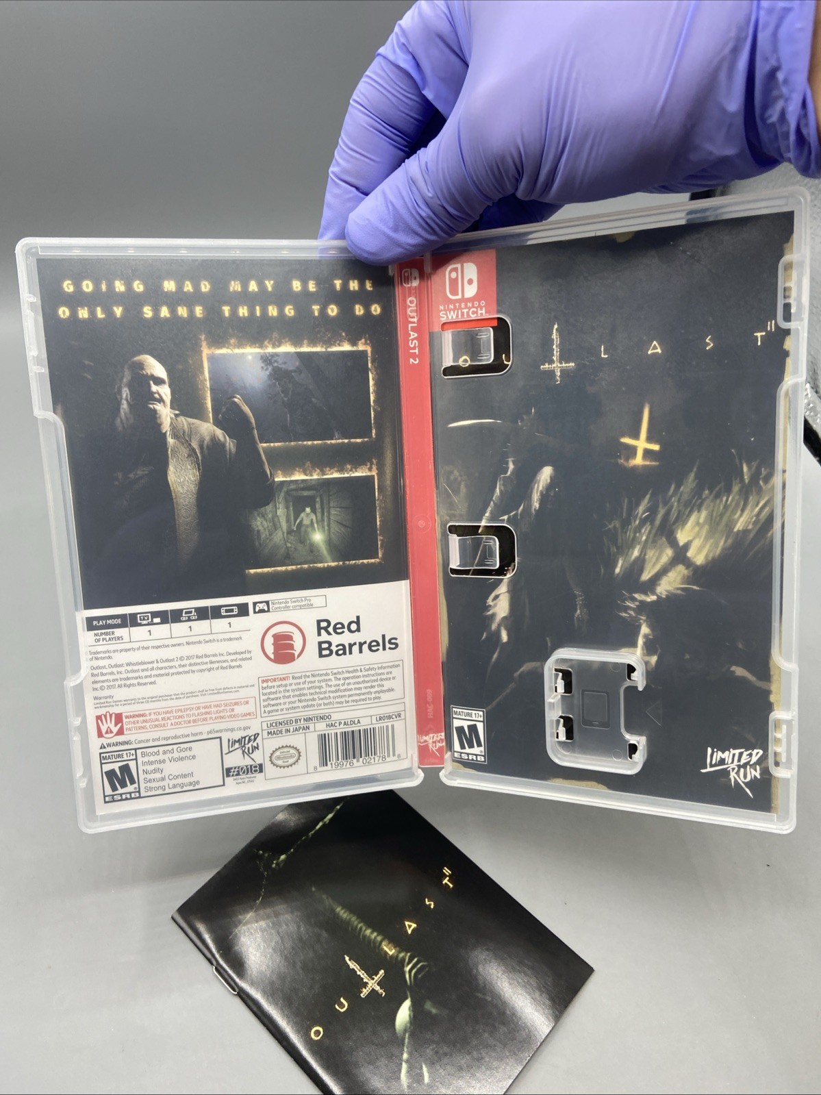 Outlast 2 Nintendo Switch 2018 Survival Horror Game **CASE MANUAL ONLY** NO GAME