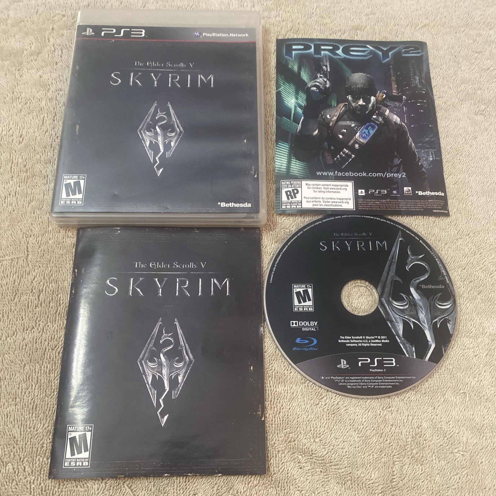 The Elder Scrolls 5 V: Skyrim for PlayStation 3 PS3 With Manual Tested Action M