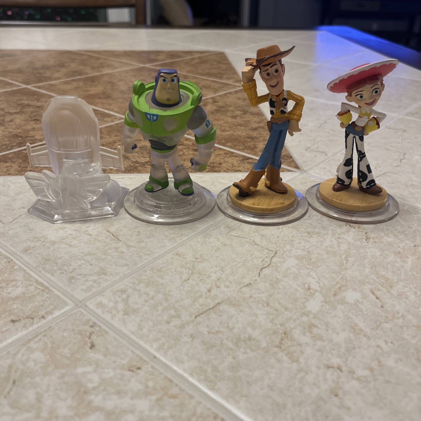 DISNEY INFINITY 1.0 Toy Story Buzz Lightyear Jessie Woody Crystal Lot Of 4