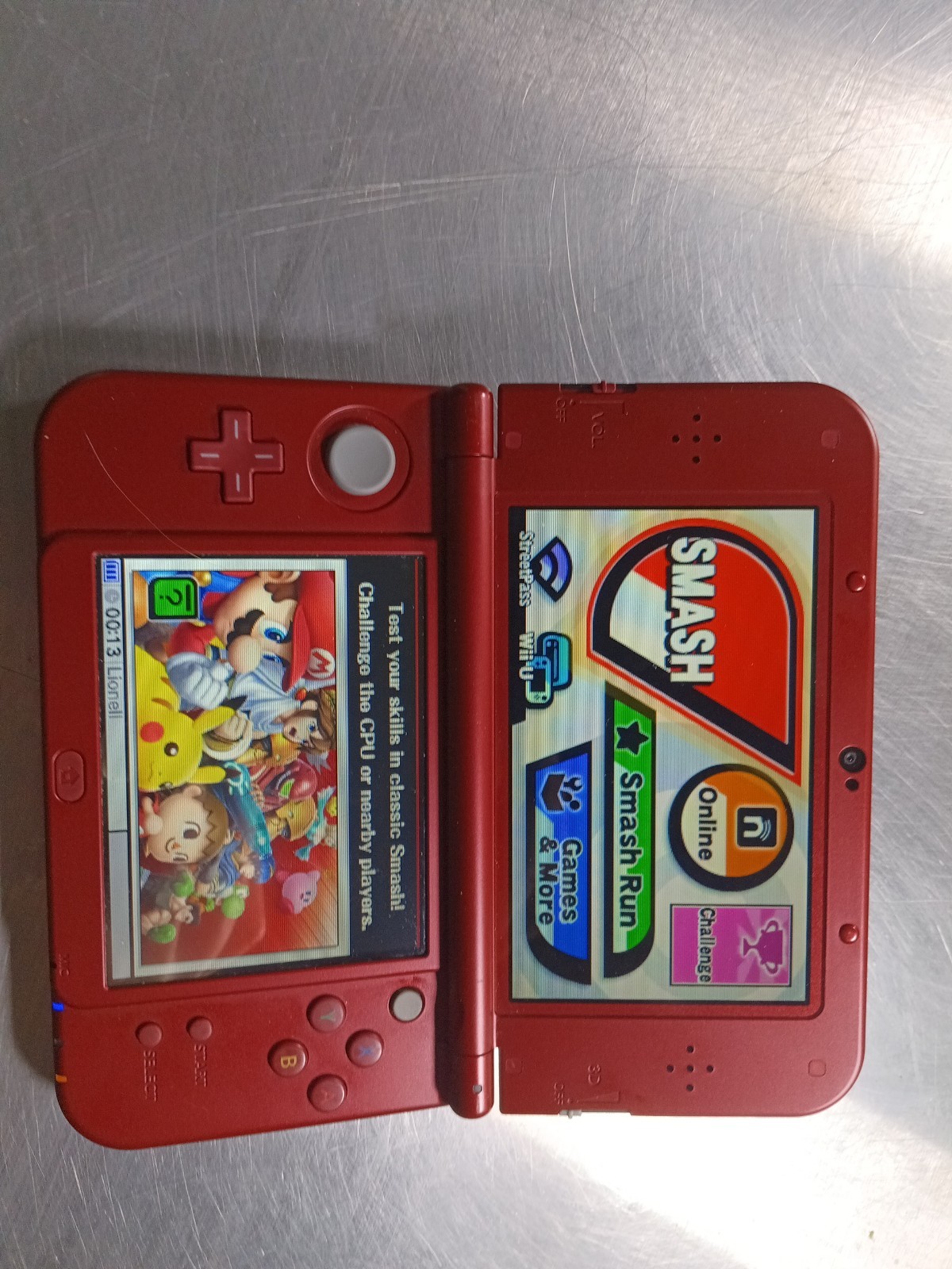 Nintendo New 3DS XL 120GB RED-001 Red (Wi-Fi) USB Charging Cable/Super Smash Bro