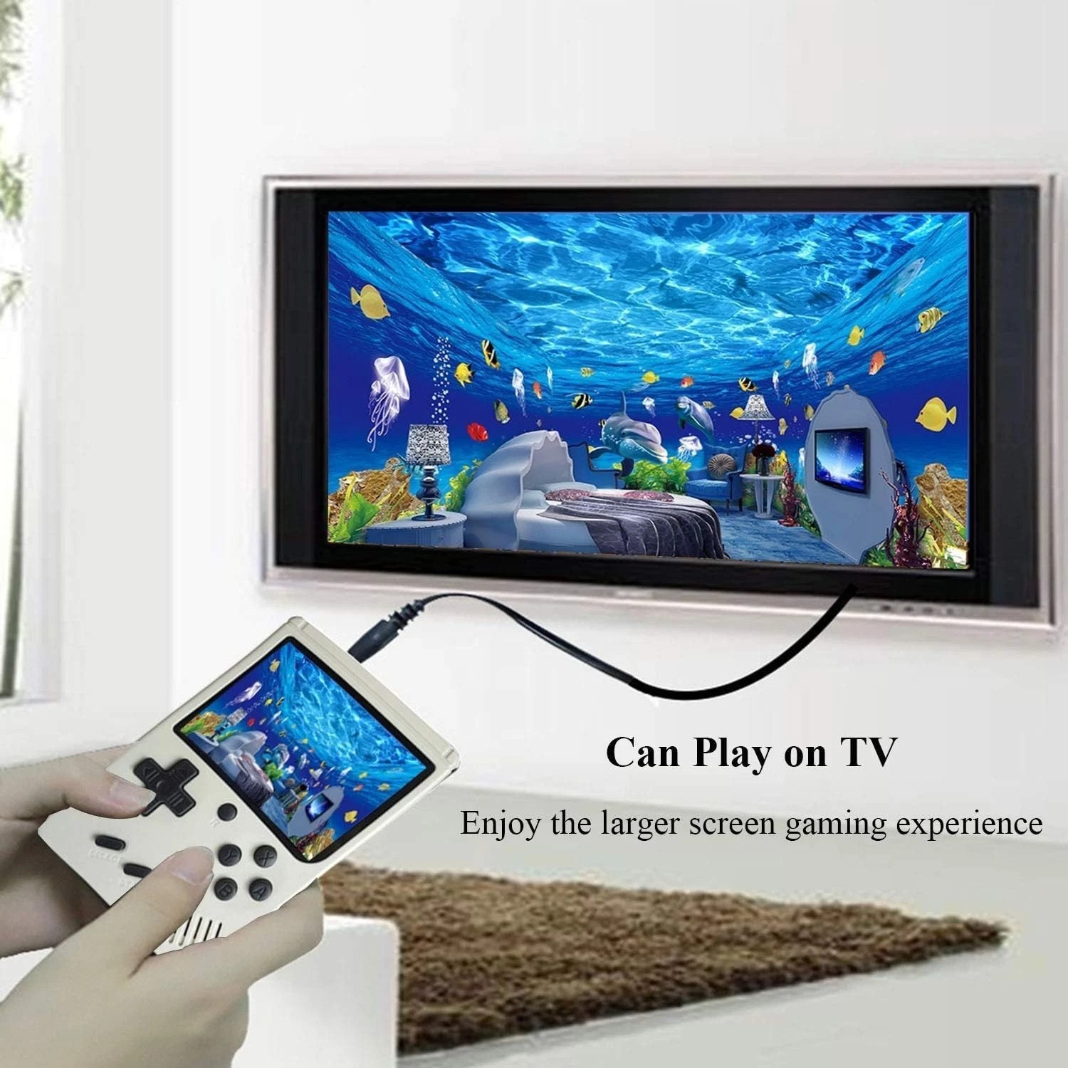 New White Handheld Video Game Console 168 Retro FC Games TV Connect