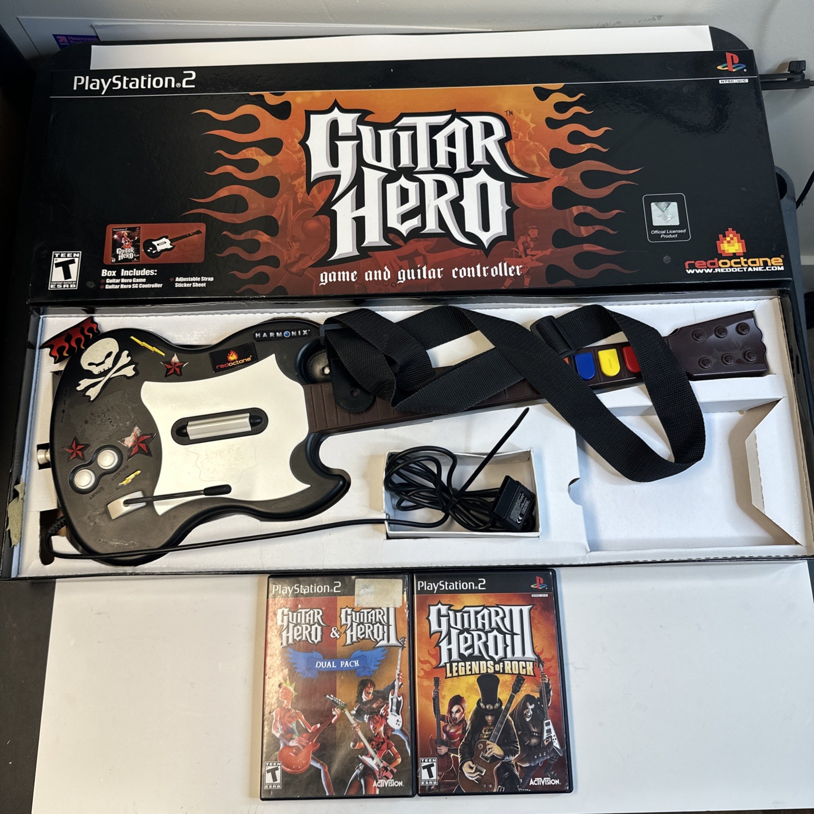 PS2 Guitar Hero Red Octane SG Gibson Wired Controller + Box – Hero 1 2 3
