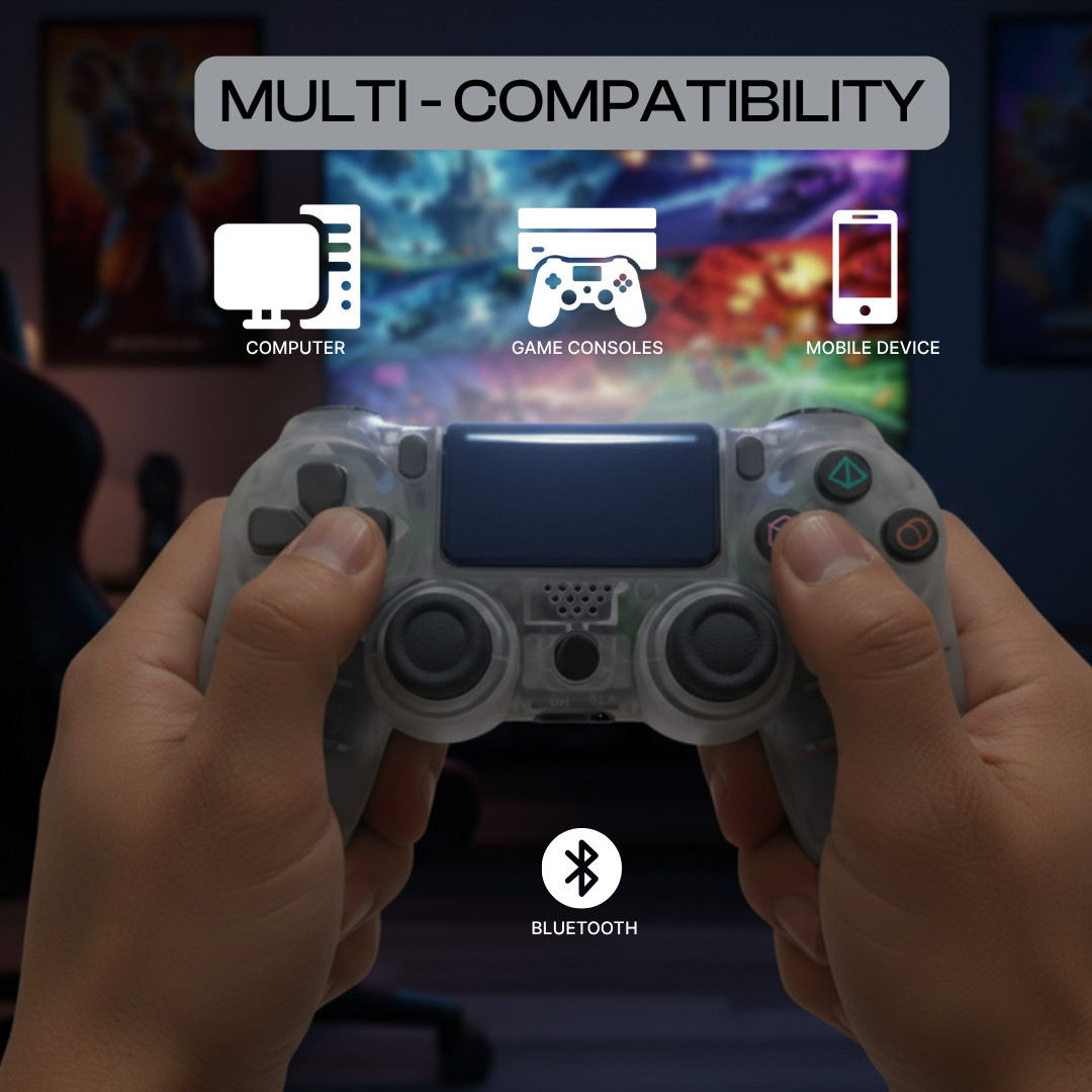 Universal Wireless Game Controller with Bluetooth, Dual Vibration & Free Thumbst