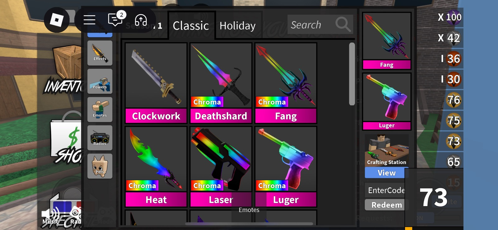 Roblox Murder Mystery 2 MM2 All Chroma Godly Knives Guns *FAST DELIVERY*