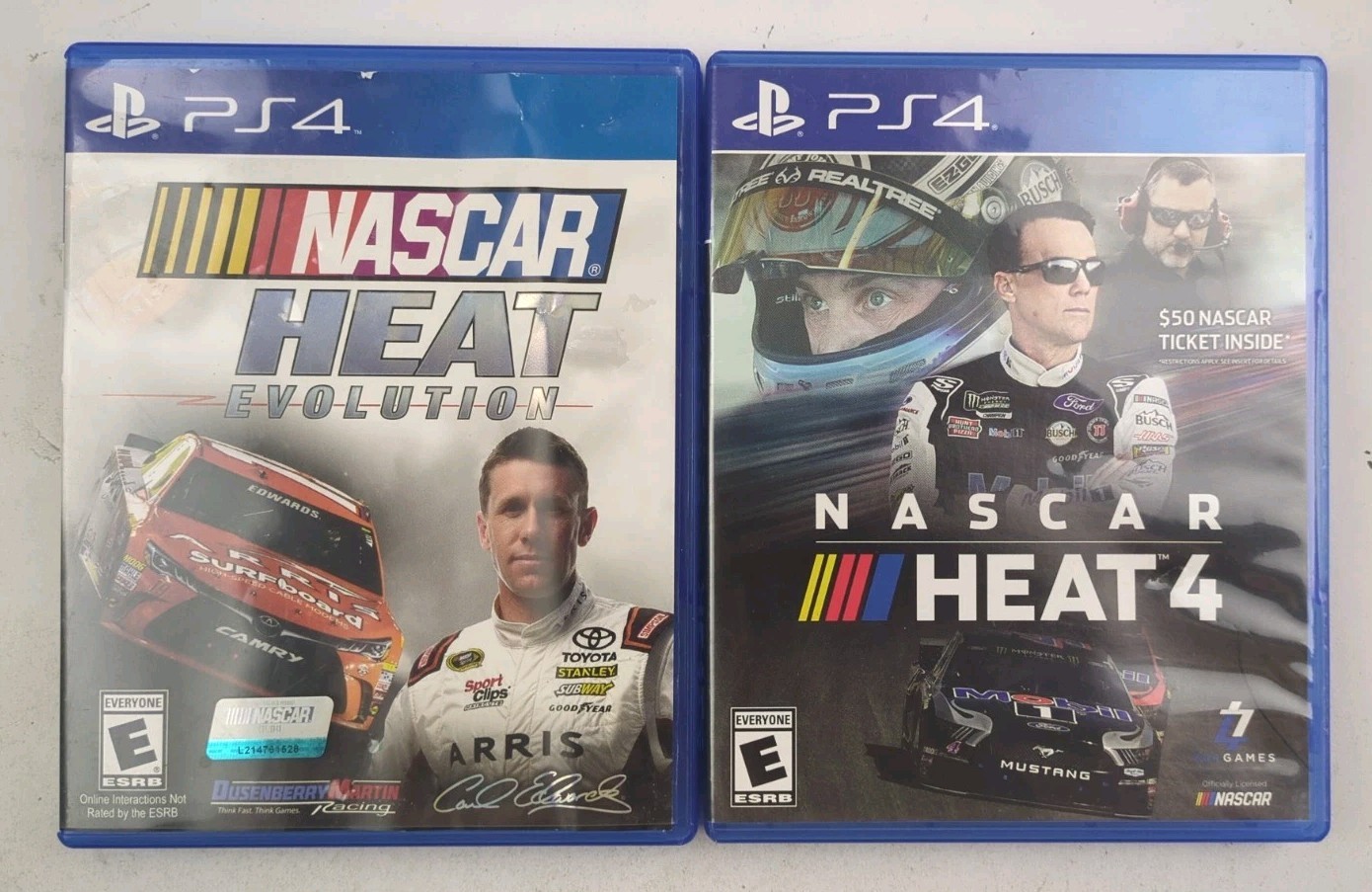NASCAR Heat 4 & Evolution PlayStation 4 PS4 2 Game Car Racing Bundle Lot CIB