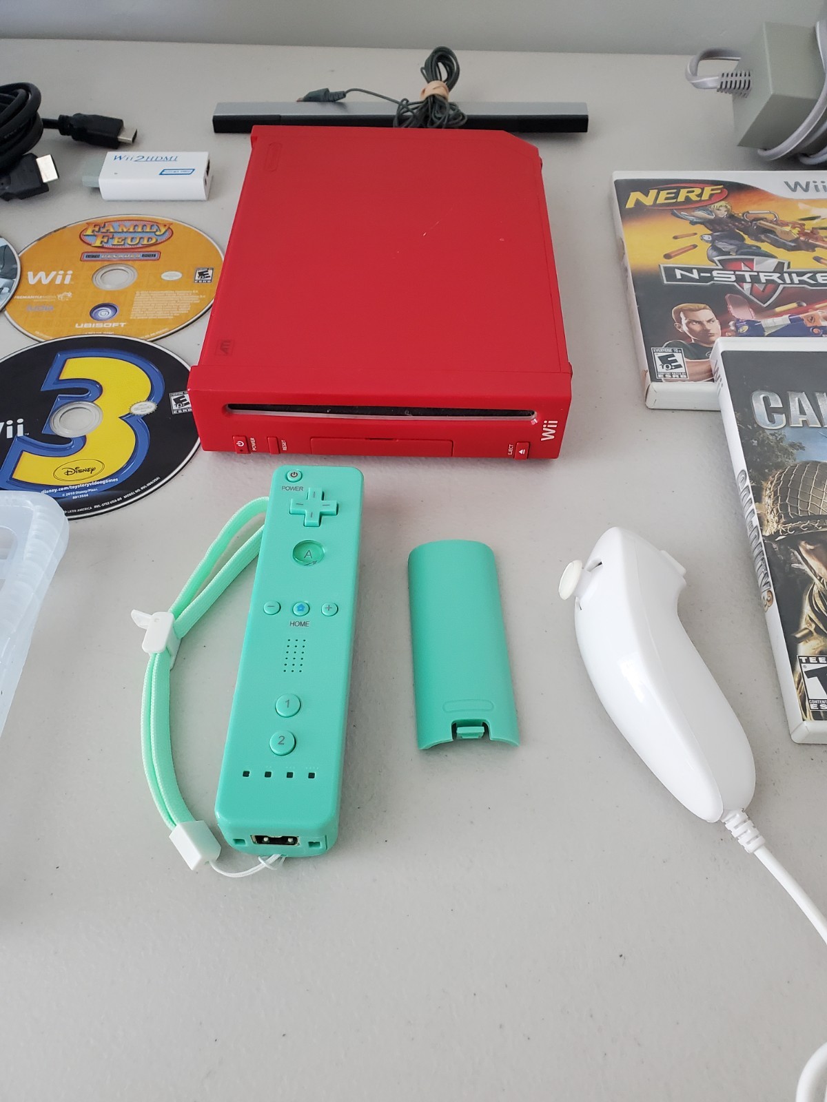 Nintendo Wii Console Gaming System RVL-001 Red w/ Games Controller Nunchuck