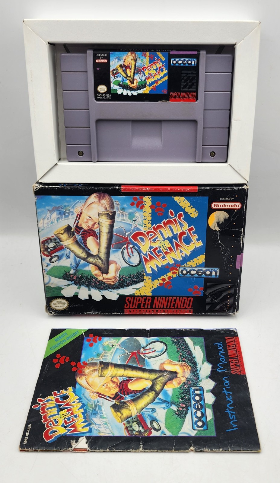 SNES Dennis The Menace (Super Nintendo) CIB Complete *Damaged Manual – Worn Cart
