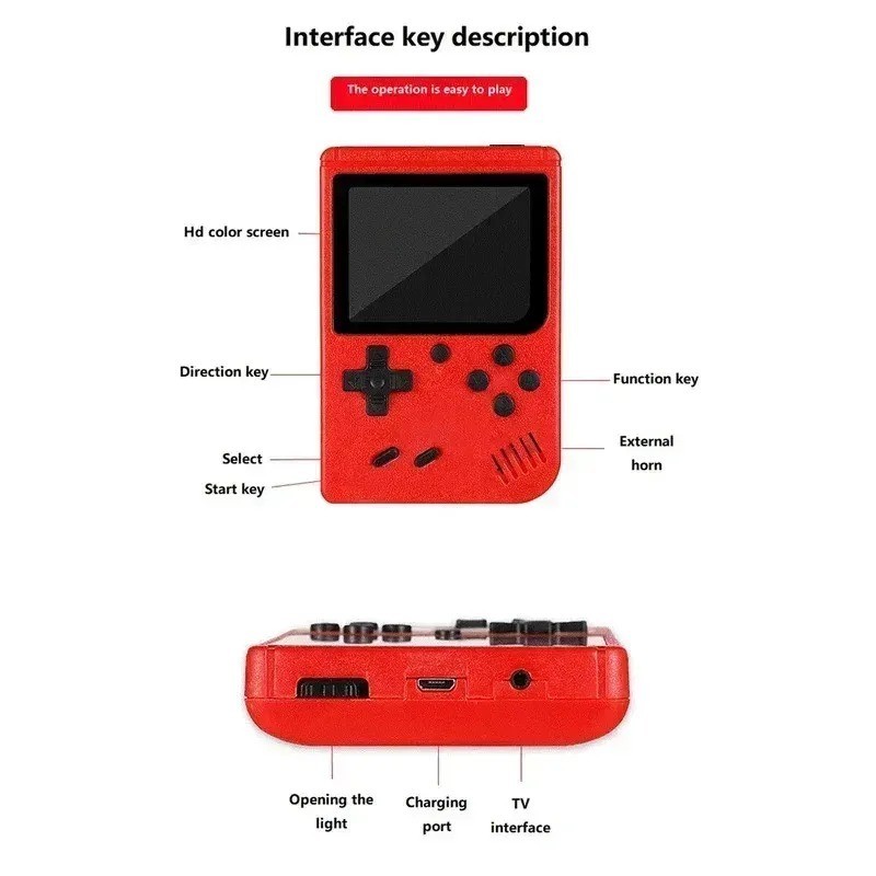 Retro Handheld Game Console Rechargeable Portable Gaming Device with 400 Built I