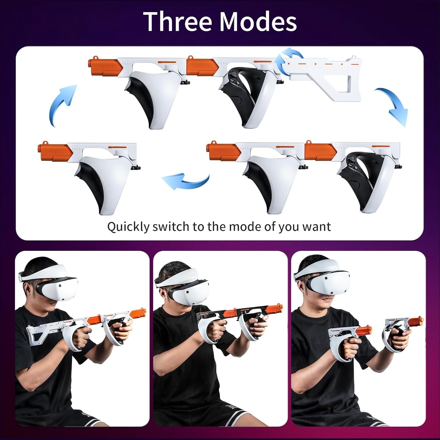 Magnetic VR Gun Stock for PSVR2 3-in-1 Changing VR Handle Shooting Gaming Accs