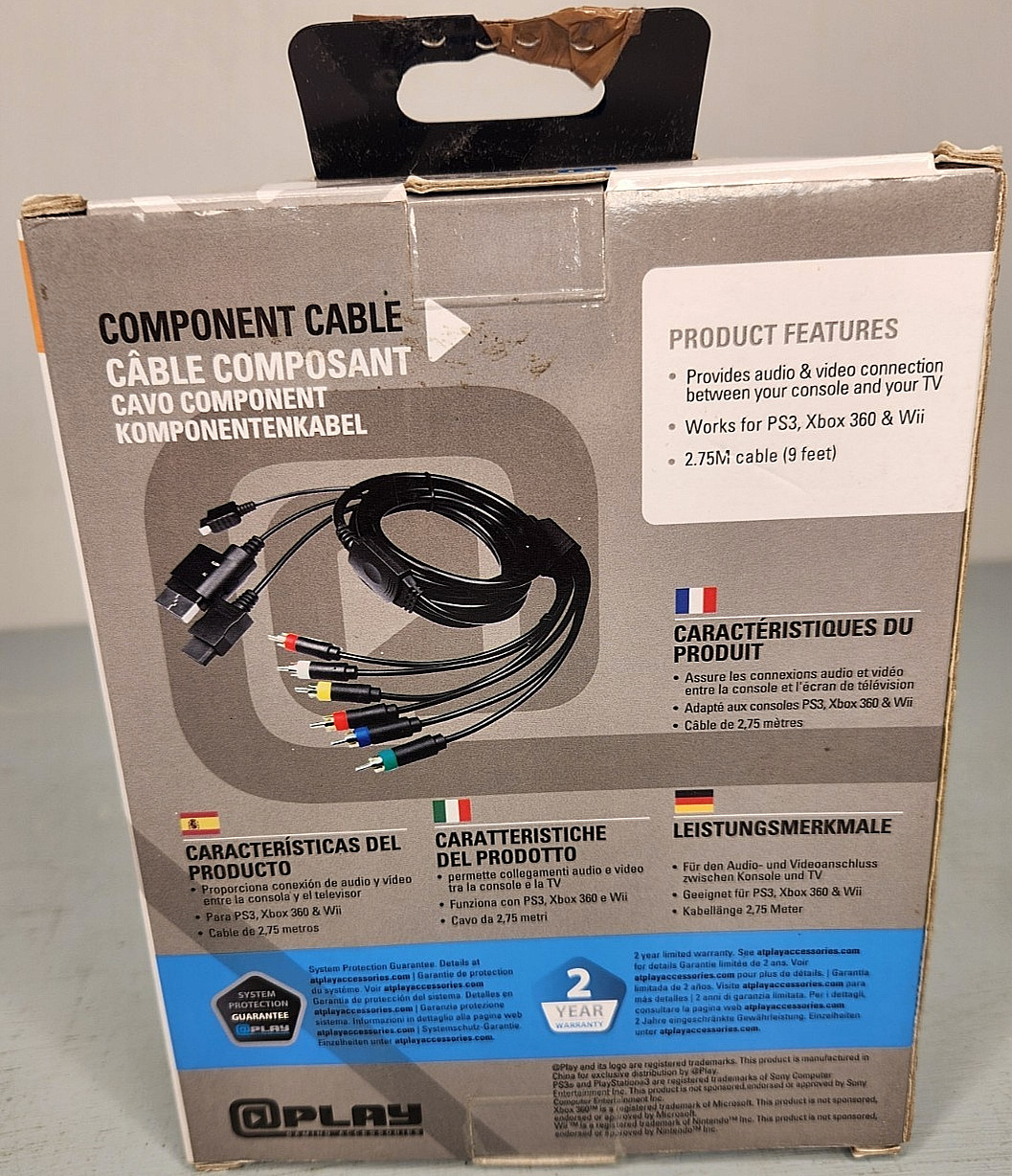 @ PLAY Universal Component Cable HDMI AV @Play for PS3 XBox360 Wii 9′ New NIB N2