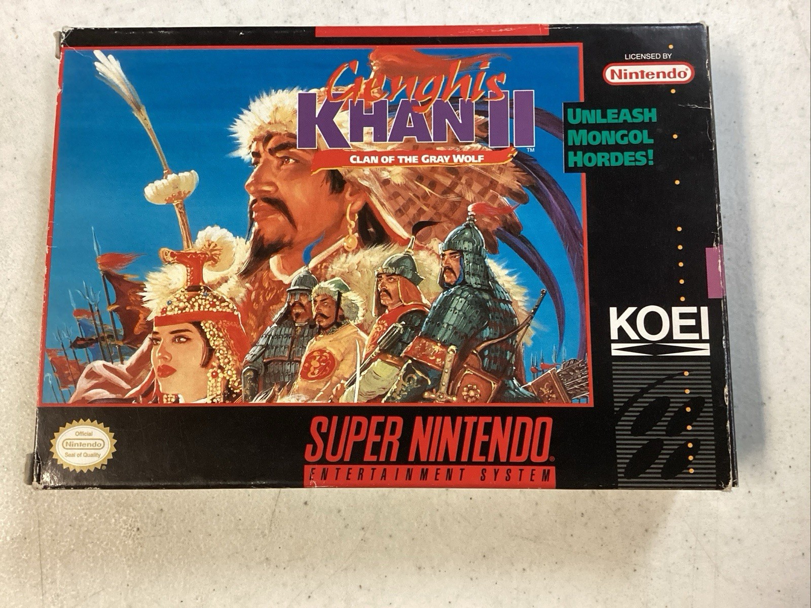 Genghis Khan II: Clan of the Gray Wolf (SNES) Cib Manual Tested Excellent Condit