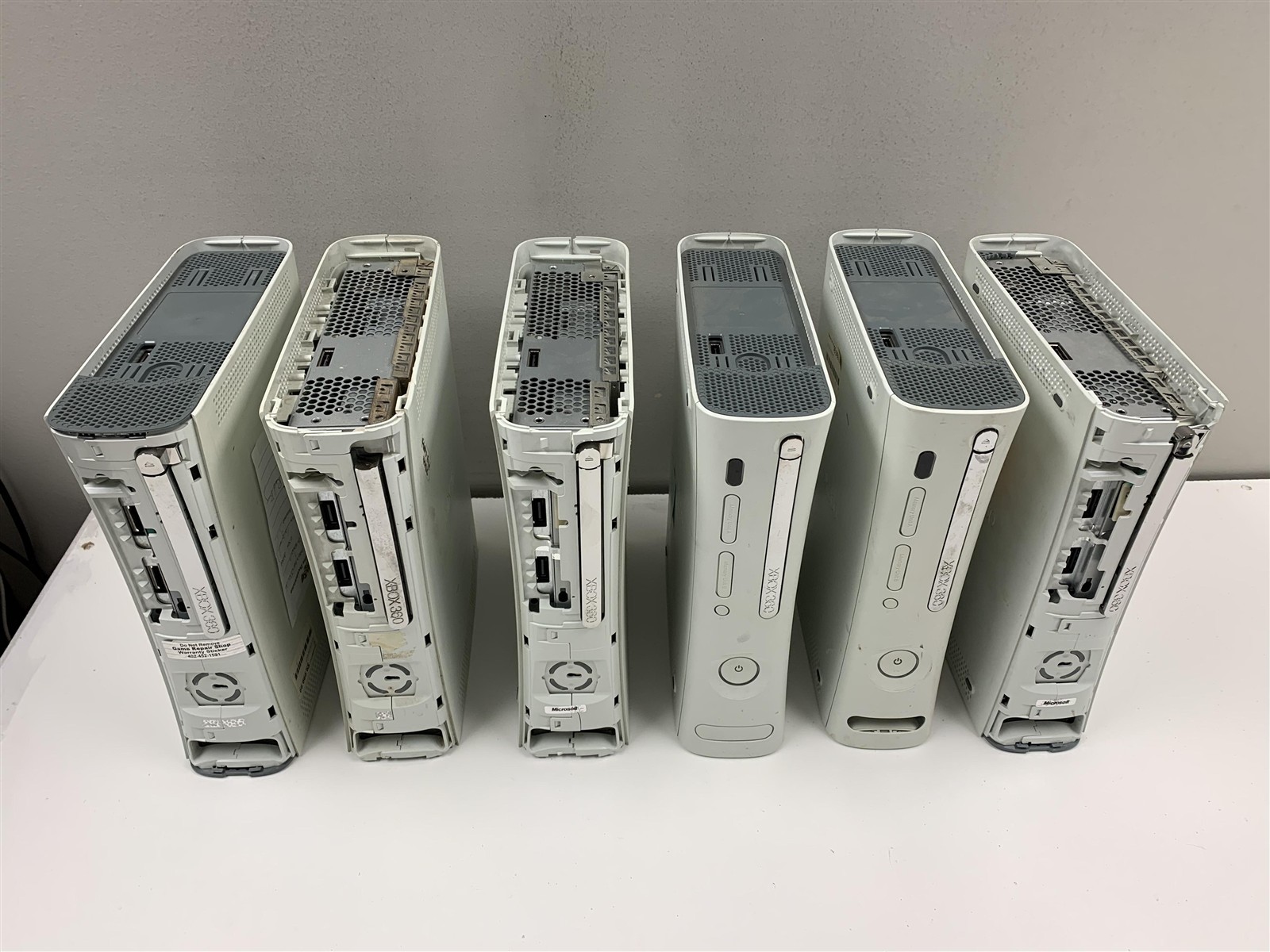 Bulk Lot 6 Xbox 360 Fat Consoles White Damaged Not Working For Parts or Repair
