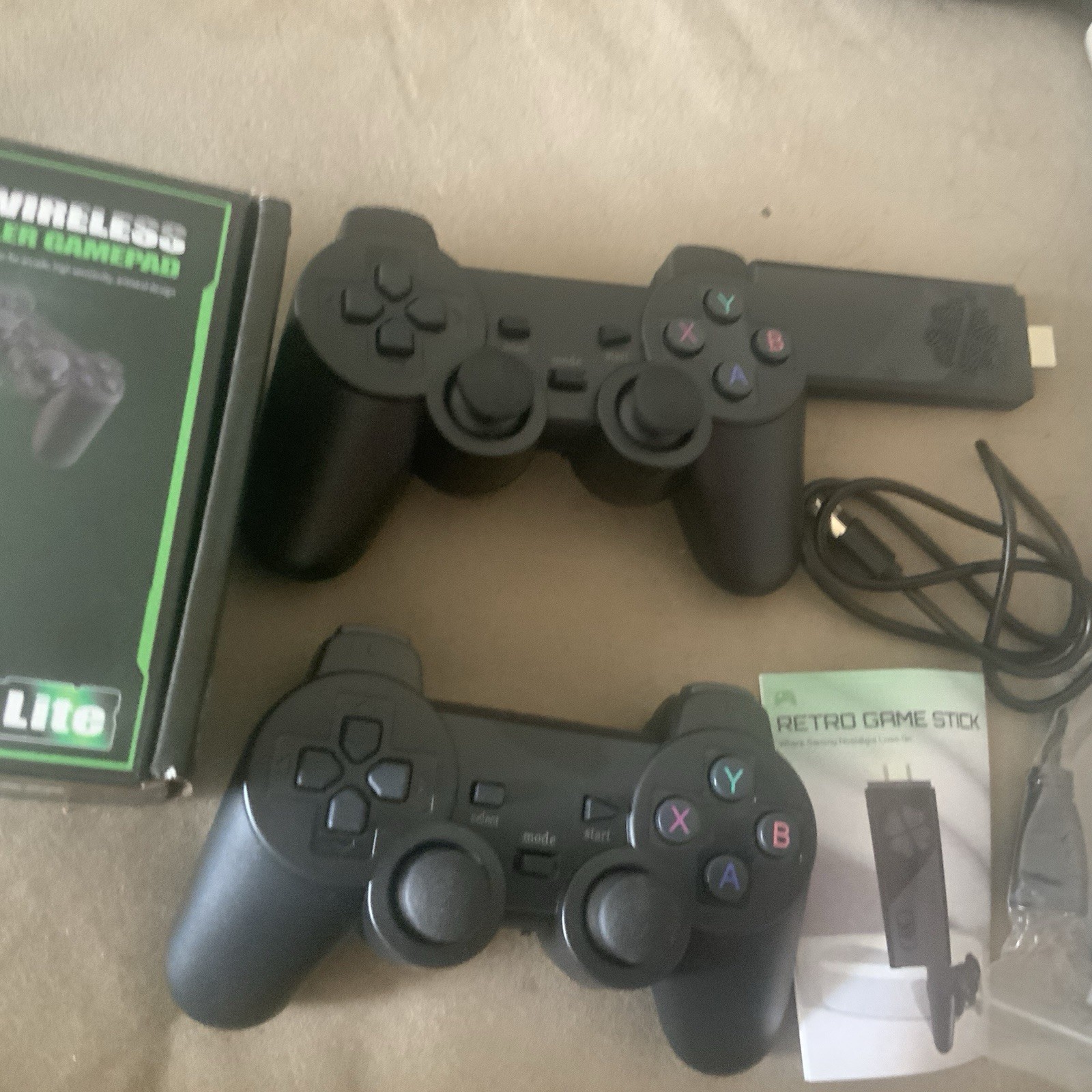 2.4G Wireless Controller Gamepad Lite Game Stick with 2 Controllers In Box Euc