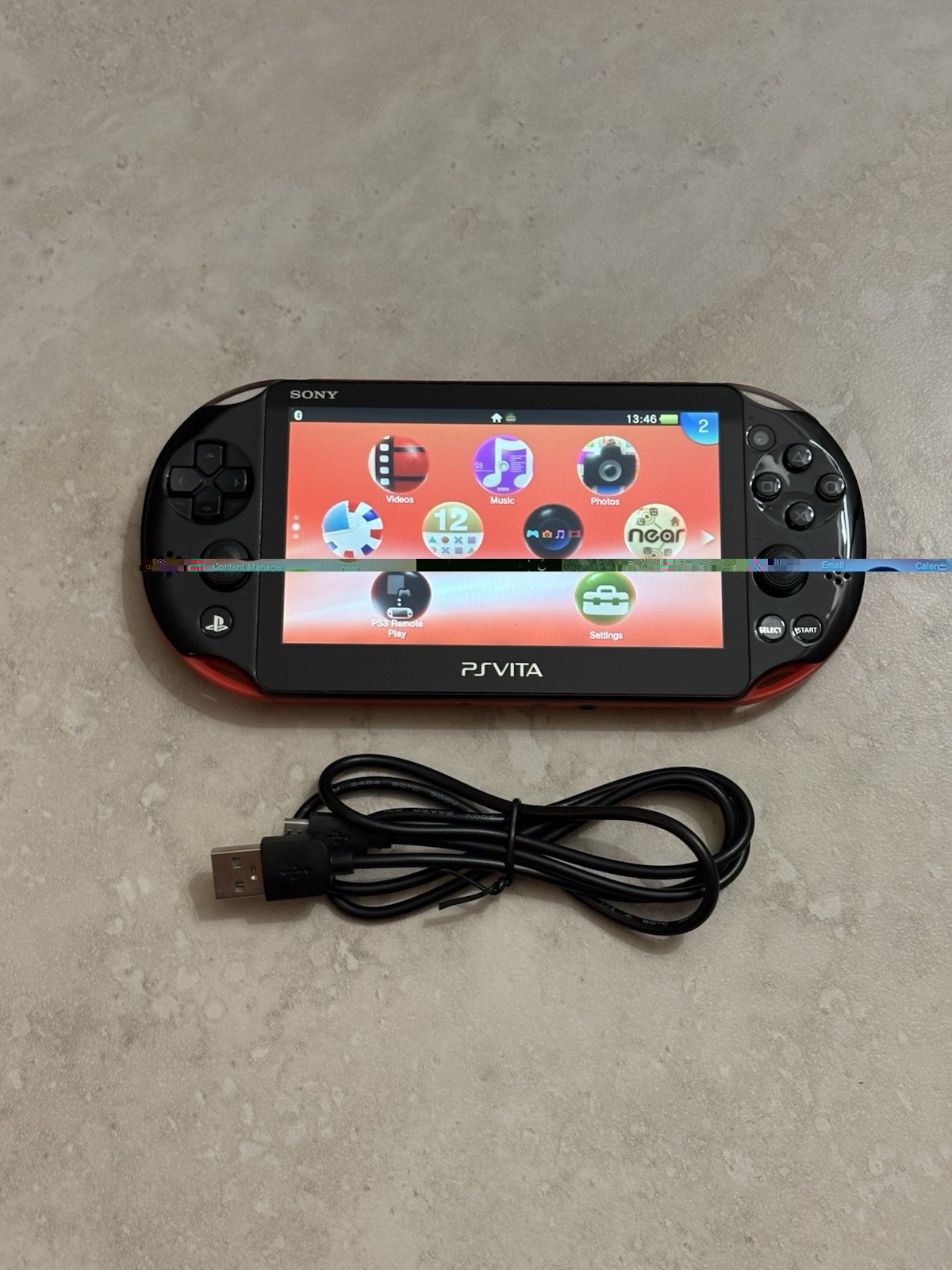 Sony PS Vita 2000 Slim PCH-2000 – Black And Red *GREAT* + Charger