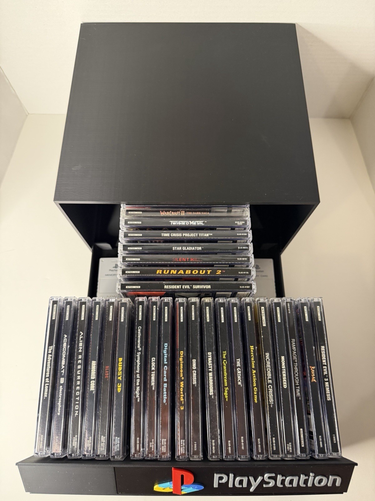 PlayStation PS1 Holds 28, Game Storage Display Shelf Memory Card Holder 3DPrint