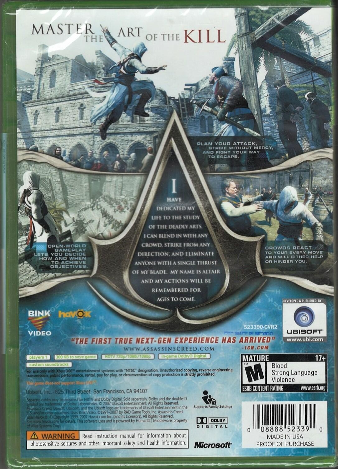 Assassin”s Creed (Platinum Hits) Xbox 360 (Brand New Factory Sealed US Version)