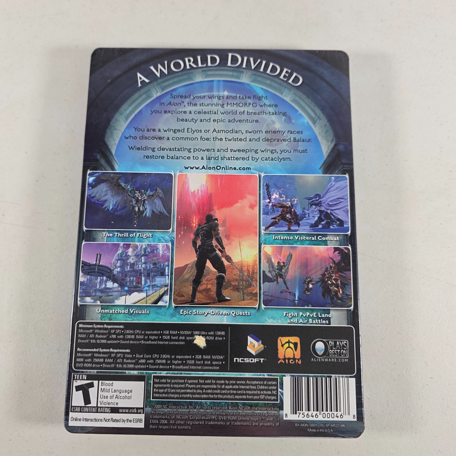 Aion PC Game DVD 2009 2 Disc Steelbook Edition NCSoft Limited Collector CIB