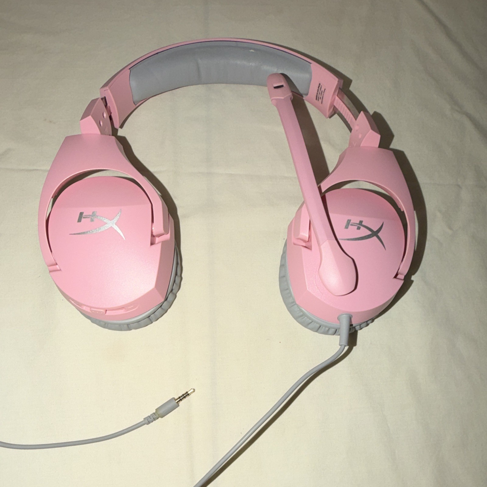HyperX Cloud Wired Over-Ear Gaming Headset, 3.5mm Jack Boom Mic, Pink/Gray