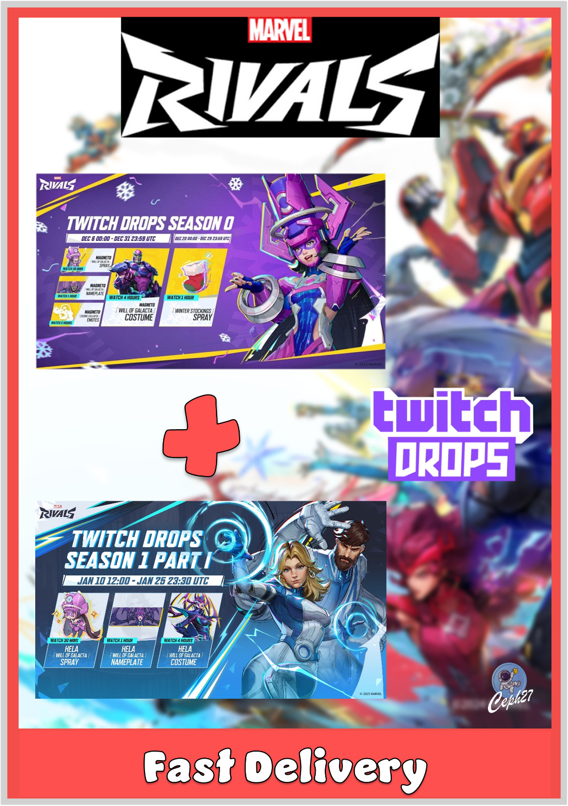 Marvel Rivals Twitch Drops – Magneto + Emma + Magik Costume – ALL 42/42 Items