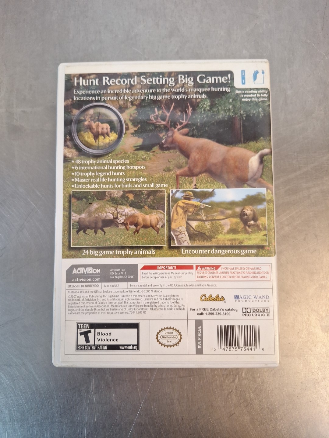 Big Game Hunter (Nintendo Wii, 2010) CIB W/ Manual