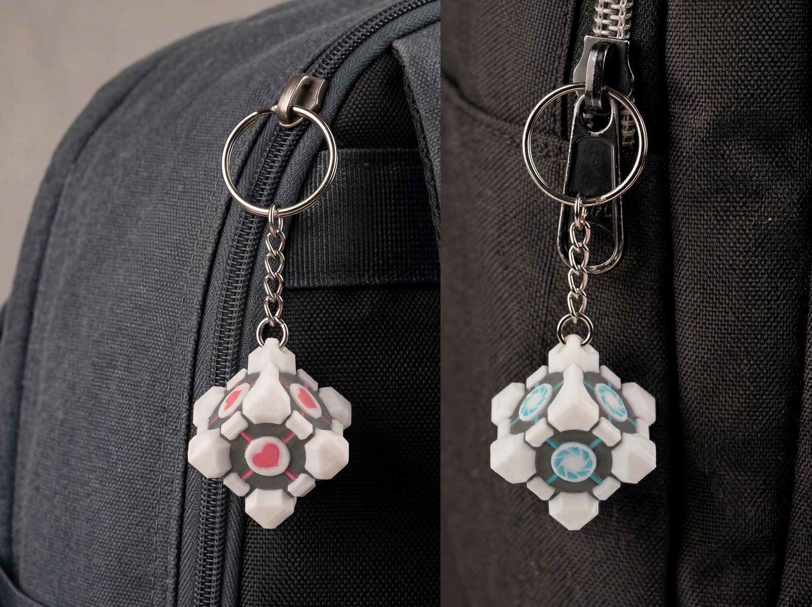 Portal Companion Cube Keychain, 3D Printed Aperture Science Collectible Bag…