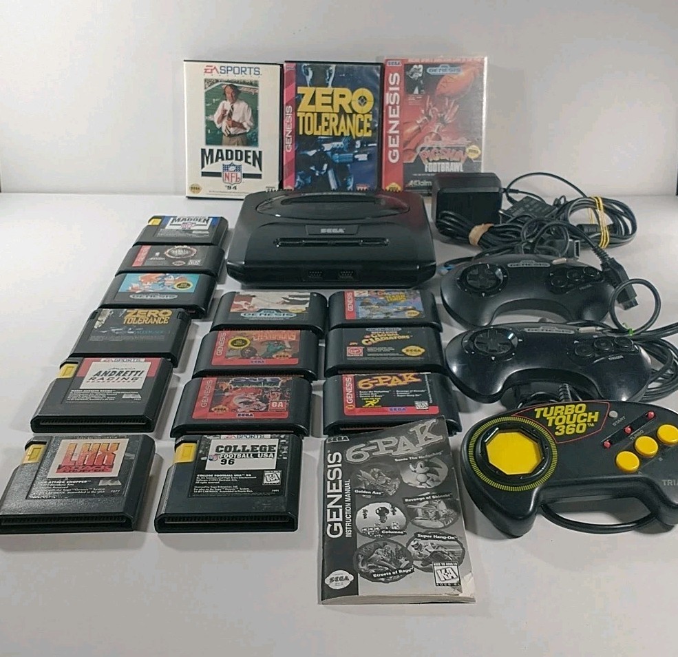 Sega Genesis Console Model MK-1631 + 13 Games & 3 Controllers Tested READ