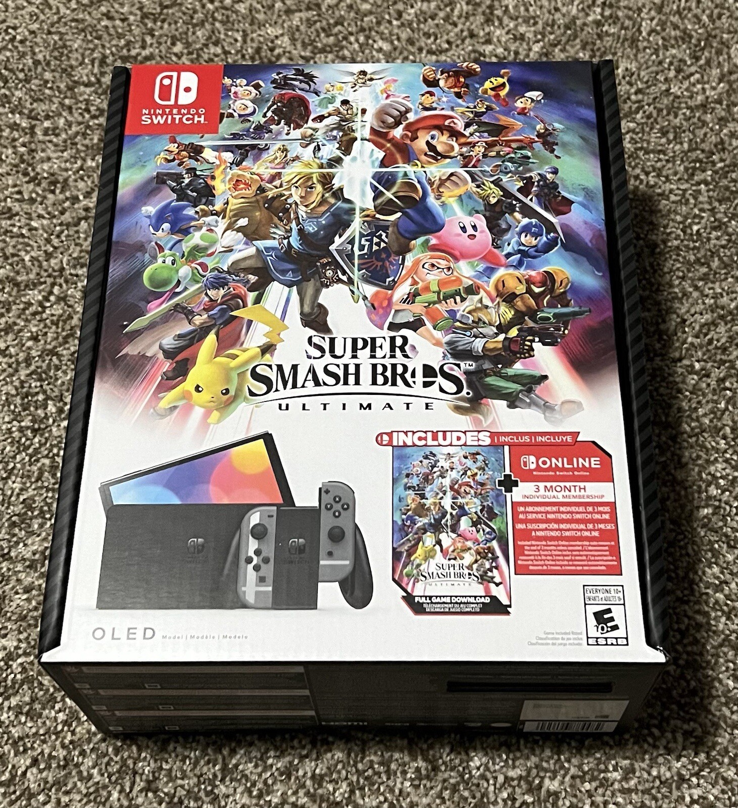 Nintendo Switch (OLED Model) Super Smash Bros. Bundle 64GB Console – Gray NEW