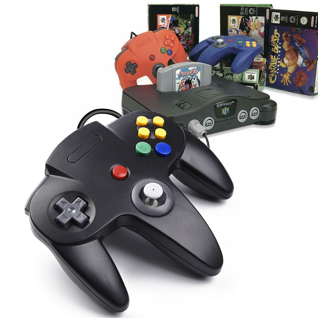 2Pack N64 Controller Joystick Gamepad Long Wired for Classic Nintendo 64 Console