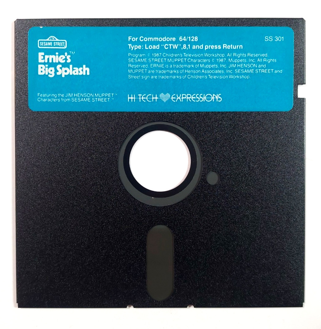 Sesame Street Ernie’s Big Splash Commodore 64 1987 Box W/Manual Floppy Untested