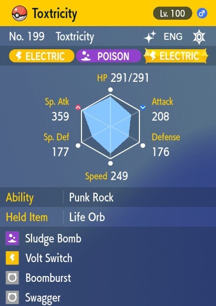 Pokemon Scarlet and Violet 6iv Shiny Max EV Toxtricity-Low key