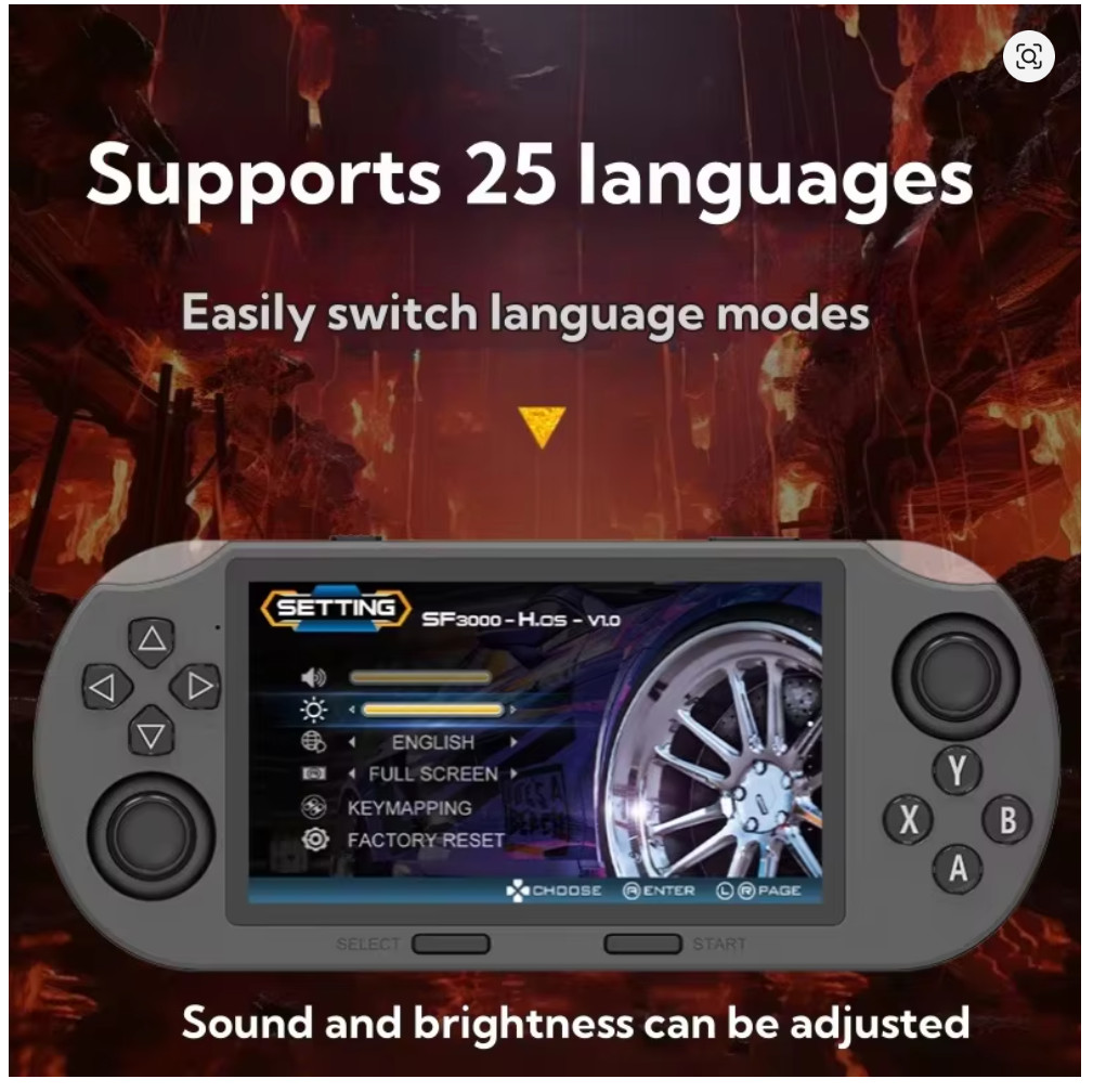 SF3000 Handheld Retro Gaming Console,Video Emulator Console IPS With 20000 Games