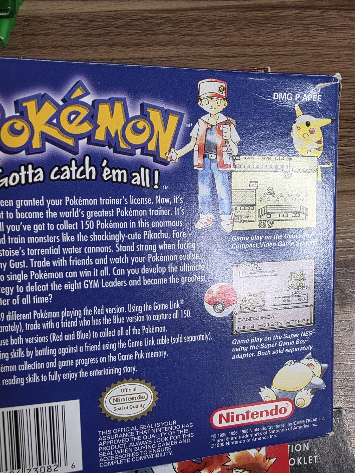 ERROR ! Pokemon Blue RED Error Text First 1st Print Complete Box CIB GameBoy GB