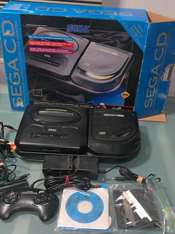 Sega CD Console Version 2 with Original Box, With Majesco Sega Genesis II, READ!