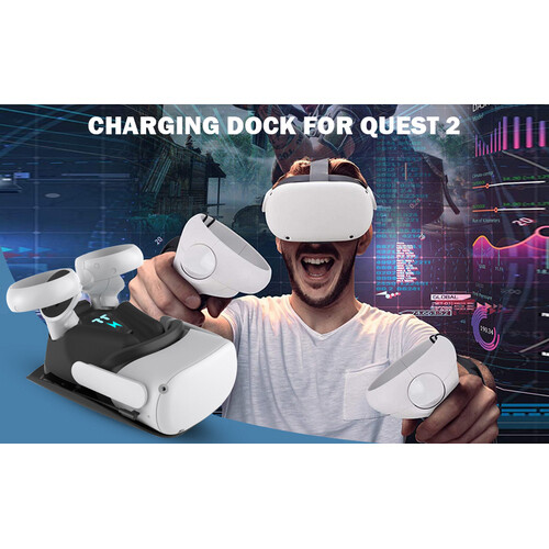 Charging Dock for Meta Quest 2, w/Magnetic Charging and 2 Rechargeable Batteries